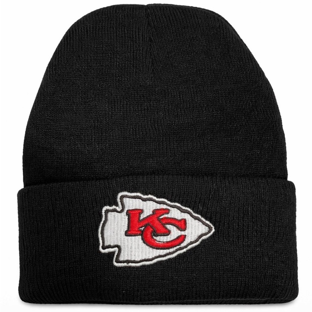 Black Kansas City Chiefs Knit Cuffed Beanie with Embroidered Logo